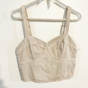 Young Fabulous & Broke Cream Denim Bustier Crop Top NWT